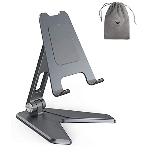 Utry Phone Stand,foldable tablet holder,Adjustable Phone Holder Stand Dock, Anti-slip stand for desktop with adjustable angle,Suitable for mobile phones/tablets below 4-12.9 inches (P10mini,Gray) Cover
