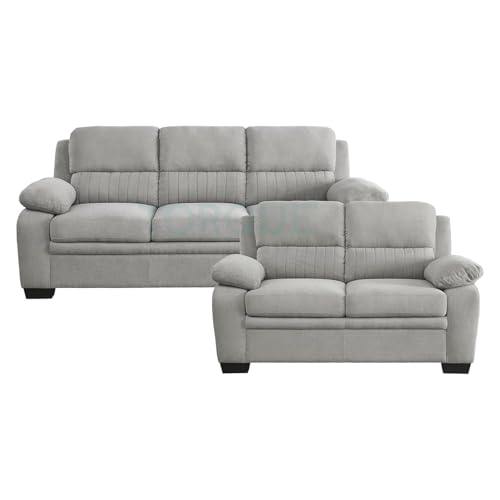 Image of Torque - Jett Plush Premium 3+2 Seater Sofa Set (Light Grey) | Sectional Sofa 5 Seater 3 Plus 2 | 5 Seater Fabric Sofa for Living Room Office | 1 Year Warranty