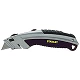 Stanley 10788 Curved Quick-Change Utility Knife, High Carbon Steel Retractable Blade, 3 Blades
