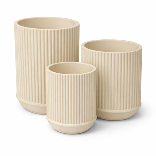 CABU Stiftehalter Beige 3er Set – Minimalistischer Schreibtisch Organizer – Multifunktionaler Stiftebecher & Pinselhalter aus robustem Kunststoff – Modern Matt für Büro, Homeoffice & Kosmetik