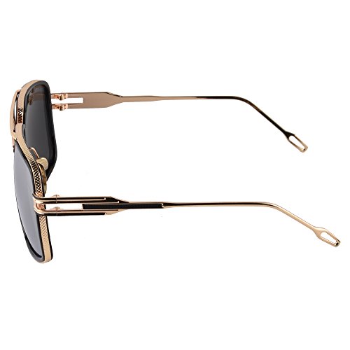 Image of Aviator Sunglasses for Men Retro Fashion Gold Oversized 70s shades
