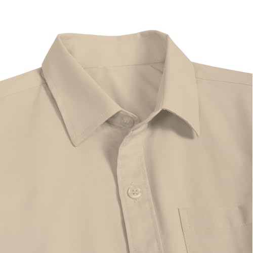 Boys' Long Sleeve Button Down Shirt Solid Collared Shirts with Chest Pocket Button Up Dress Shirt Uniform3