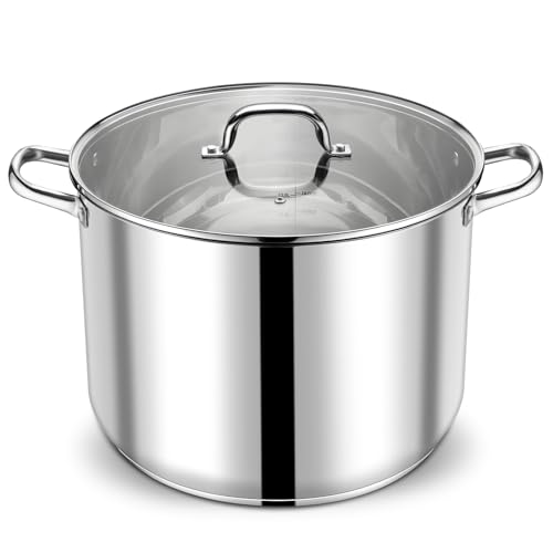 Comparison: Best Stock Pot Heavy Bottom 9 P&P CHEF 24 QT Stock Pot with Lid, Stainless Steel Large Cooking Pot, Soup Canning Stockpot for Stewing Simmering, Tri-ply Bottom for All Stoves, Heavy-Duty &Dishwasher Safe & Food-Grade