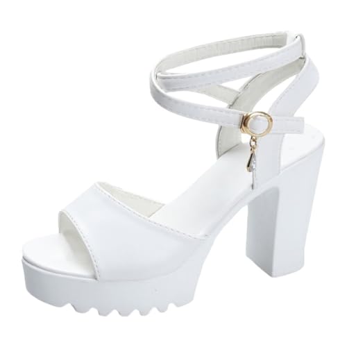 Women's High Heel Sandals Platform Sandals With Ankle Strap Open Toe Chunky Heels For Dress Wedding Party