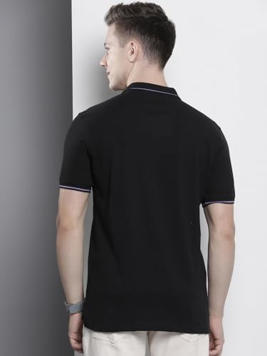 Image of The Indian Garage Co Men Slim Fit Solid Polo Neck Half Sleeves Tshirt