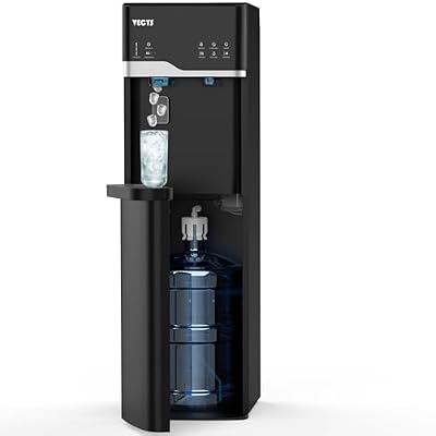 VECYS Bottom Loading Ice Maker Self-Clean Hot Cold Water Dispenser for 5 Gallon Bottle, 22LBS Daily Ice Making, Child Safety Lock, Black