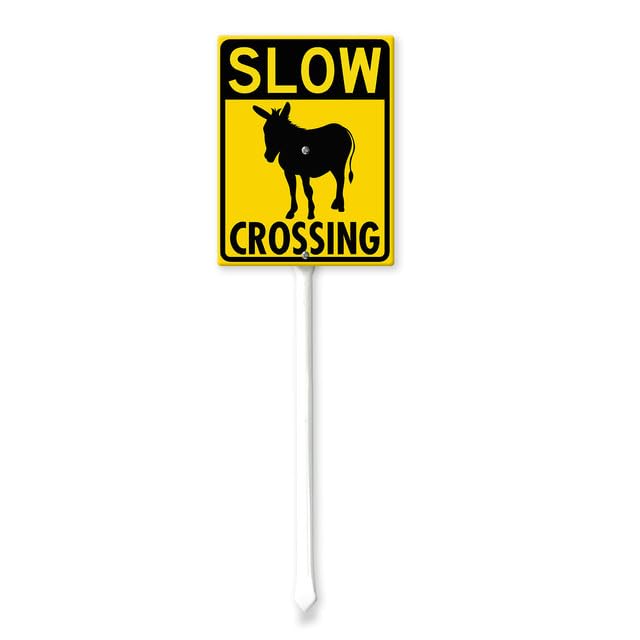 Geroclonup Slow Sign Donkey Crossing Sign with Stake 11.5x15cm Yard Decoration Rustproof Outdoor Aluminum Sign for Yard Garden Lawn Street Outdoor