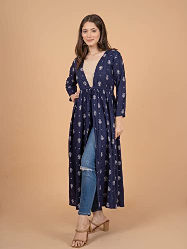 Image of Daevish Women's Tie Up Front Shrug Poncho Blue