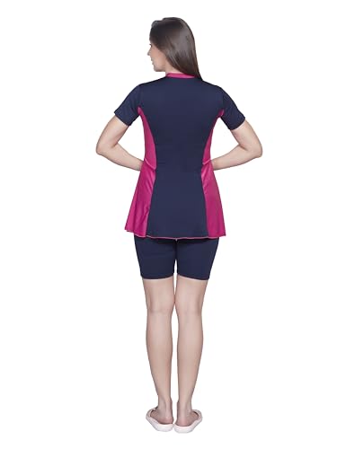 Image of ZIUM 4-Way Lycra one Piece Women Swimsuit: A-line with Attached Cycling Shorts & Padded with Lining