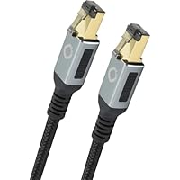 Oehlbach Stream Primus - State of The Art - High End CAT 8.1 Streaming Netzwerkkabel 40 Gbits RJ45 3-Fach Schirmung Gewebemantel Twisted Pair - SPOFC Kupfer - 1m