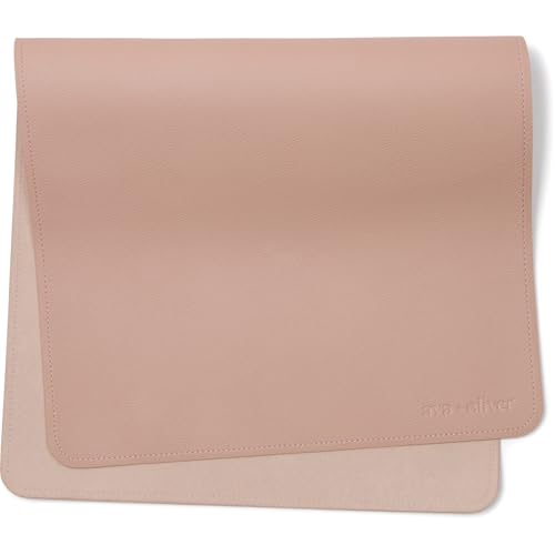 Image of Ava + Oliver Vegan Leather Baby Changing Mat (16 X 30 in) - Multipurpose Wipeable and Portable Diaper Changing Pad - Foldable for Travel (Pink Sand)