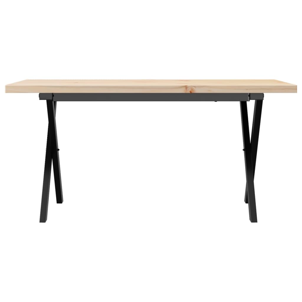 Mesa de centro 90 x 40 cm de madera maciza de pino con estructura en X de acero, diseño moderno, resistente y duradera, para salón, comedor, espacios pequeños