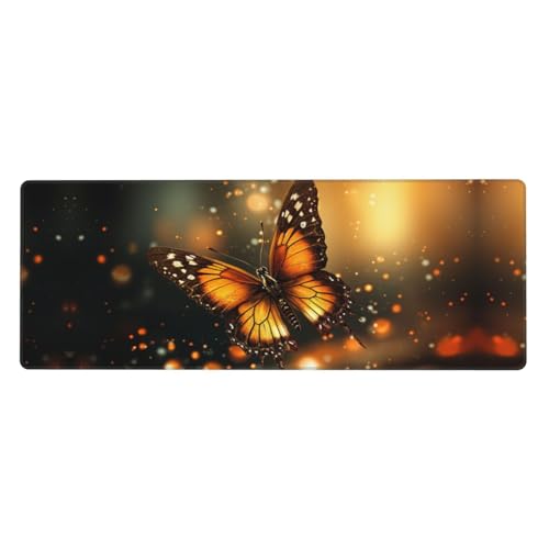 Tapis de clavier papillon orange protecteur pour soulager les poignets sur bureau d'ordinateur