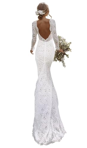 Women's Chiffon Boho Wedding Dresses A Line Lace Applique Beach Wedding Gowns with Slit 2025