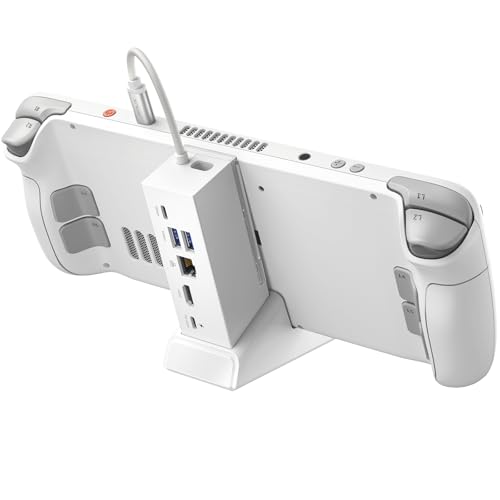 JSAUX Docking Station para ROG Xbox Ally X (2025)/ROG Ally X/ROG Ally X/Steam Deck/Legion Go, Estación Dock 6 en 1 con HDMI 4K@120Hz, Ethernet Gigabit, USB-A y USB-C 3.0, Carga de 100W – HB0609 Blanco