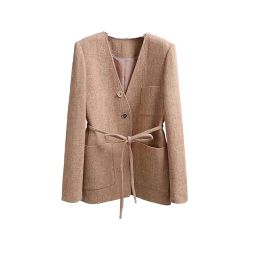 Women's Suits Women's Suit V-Ne Casual Straight-Leg Belted Long Sleeve