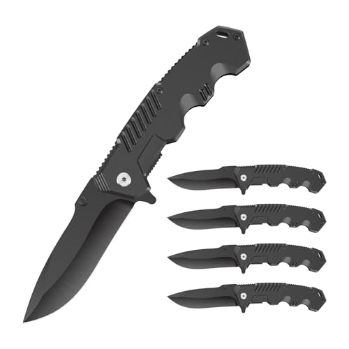 Uninuou 4-Pack Pocket Knife Set – Assisted Opening, Liner Lock, EDC Work Knife for Men, Bulk Gift Box Ready, Laser Engraving, Camping & Utility (4 Knives)