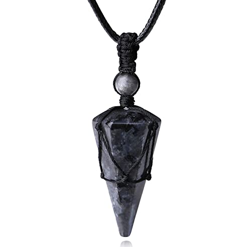 Image of XIANNVXI Healing Crystal Necklace for Men Jewelry Gift | Adjustable Black Rope Natural Gemstone Pendant