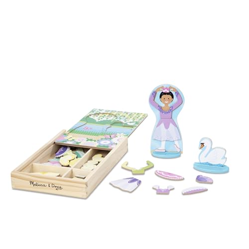 Melissa & Doug Ballerina And Fairy Magnetic Dress-Up Double-Sided Wooden Doll And Swan Pretend Play Set (52 pcs) - image 4