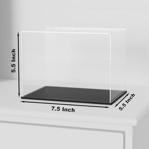 Image of Acrylic Display Case for Mini Helmet and Model Cars, Clear Display Box with Thick Base and Lid for Protection and Displaying, 7.5x5.5x5.5-inch