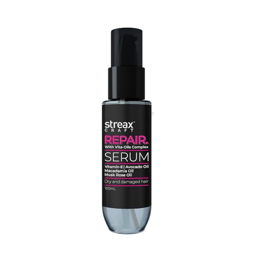 Streax Women’s Craft Repair Hair Serum, 100 Ml I Hair Serum For Dry And Damaged Hair I Repair With Vitaoils Complex I Enriched With Vitamin- E, Avocadooil, MacadamiaOil, Musk Roseoil