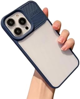 جراب حماية سيليكون ناعم مطفي مع ظهر شفاف للحماية من جميع النواحي، غطاء مضاد للصدمات بتصميم أنيق وعصري من في فولت لموبايل آيفون 13 برو ماكس (كحلي)