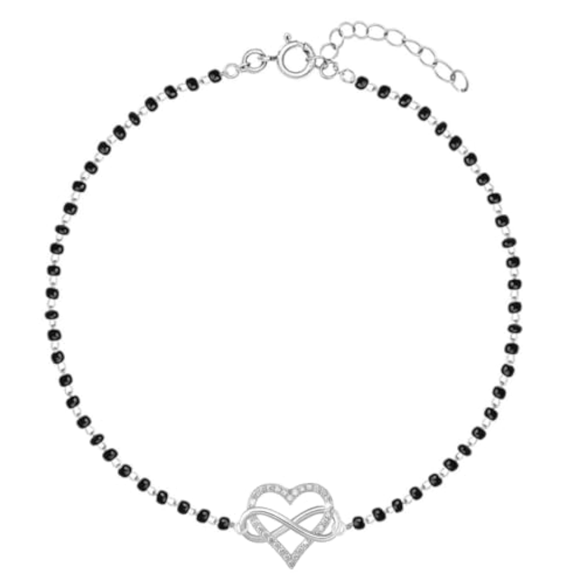 Women's 925 Sterling Silver Infinity Heart Mangalsutra Bracelet