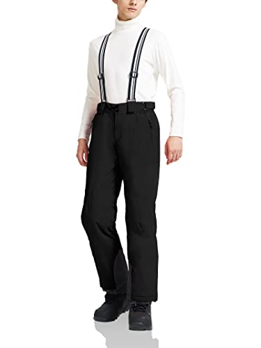 Foto von AOLI RAY Herren Skihose Snowboardhose Wasserdicht Gefüttert Trägerhose Wanderhose Schneehose Winddicht Winter Outdoorhose mit 4 Taschen Schwarz L