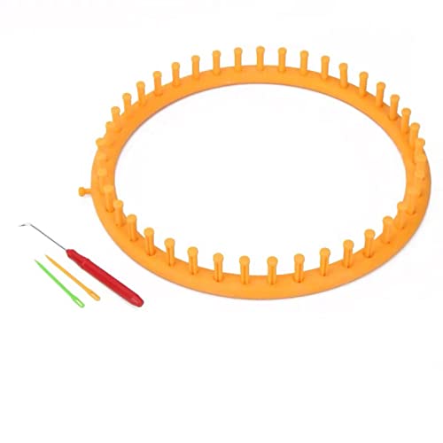 Image of Katech Round Knitting Looms Set 29 cm Diameter Yellow Plastic Weaving Looms Scarf Hats Making Tools DIY Crocheting Handmade Craft Kit with a Crochet Hook and Needle for Knitting Lovers (Yellow)