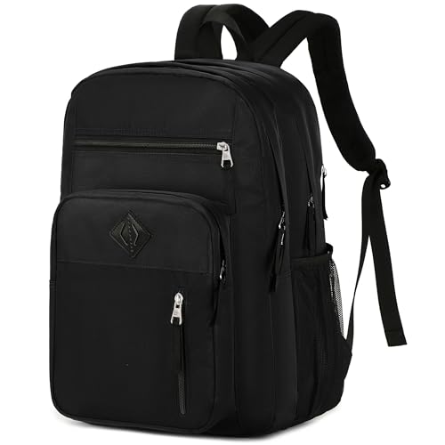 Laptop Backpack 17 inch for Women Men Large College Bookbags Waterpoof Work Business Travel Backpacks Kids School Bag for Girls Boys Students Teens Elementary Schoolbag Casual Daypack Sport -Black