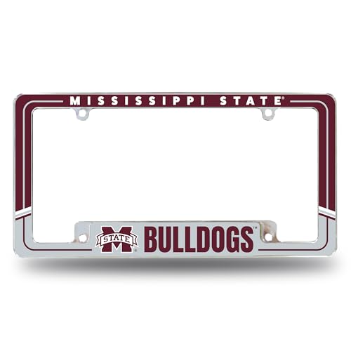 Rico Industries NCAA Mississippi State Bulldogs Two-Tone 12" x 6" Chrome All Over Automotive License Plate Frame for Car/Truck/SUV