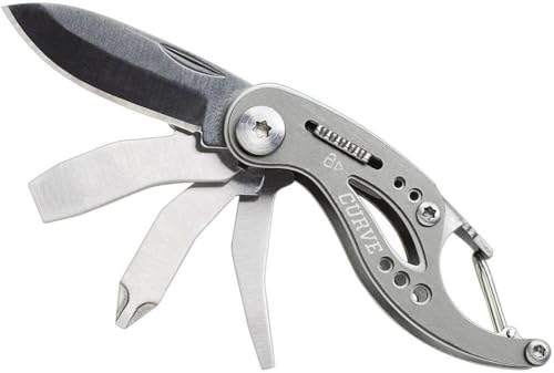 Gerber Gear Curve EDC Multitool 6-in-1 Pocket Knife Keychain with Pocket Screwdriver, Gifts for Men, Gray