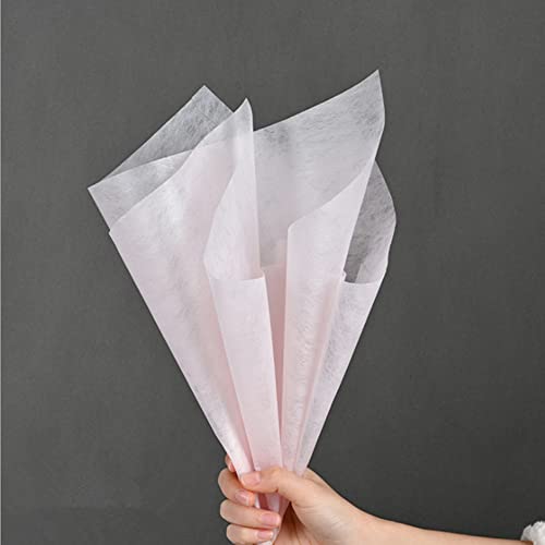 BBJ WRAPS Tissue Pink Flower Wrapping Paper, Hand-Drawn Korean Paper for Bouquets, Non-Woven...