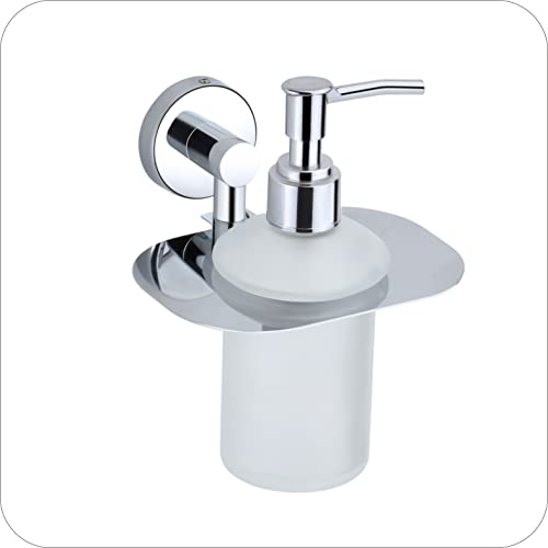 Image of Liquid soap Dispenser Holder for Bathroom handwash Dispenser soap Dispenser for wash Basin 37(Chrome Finish,Anti-Rust)(304 Stainless Steel and Glass)