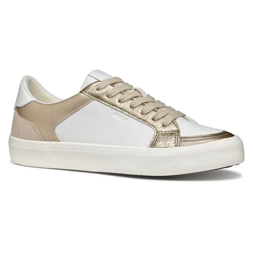 Chiusura: con lacci Geox D EMMELENY E, Scarpe da Ginnastica Donna, White/Lt Gold, 39 EU