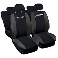 Fundas Asientos Coche Suzuki Vitara – Juego Completo 12 Piezas, Poliéster, Negro/Azul Oscuro, Compatibles Con Airbags