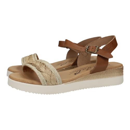 Sandales compensées basses en cuir fabriquées en Espagne pour fille avec semelle gel