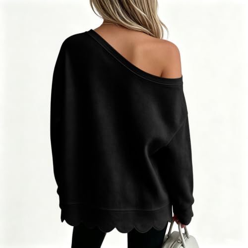 Off Shoulder Sweatshirt for Women Cotton Peplum Comfortable Pullover - image 5