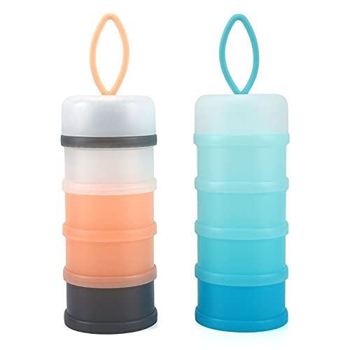 Image of Accmor 2 Pack Baby Formula Dispenser On The Go, Stackable Formula Dispenser Formula Container to Go, Non-Spill Portable Milk Powder Kids Snack Storage Container, BPA Free
