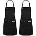 Livdouyu 2 St&uuml;ck Sch&uuml;rze f&uuml;r Damen und Herren, Wasserdicht Koch Sch&uuml;rze mit 2 gro&szlig; Taschen, Verstellbare K&uuml;chensch&uuml;rze Grillsch&uuml;rze Arbeitssch&uuml;rzen f&uuml;r Kochen Malen Backen Hausarbeiten (Schwarz)