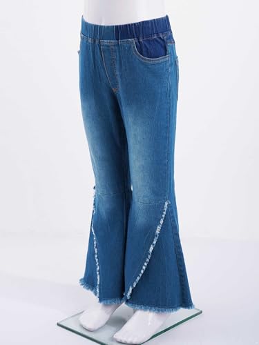 Hansber Girls Flare Bell Bottom Jeans Denim Pants with Pockets School Summer Casual Trousers4