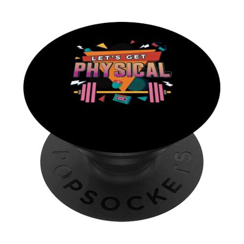 Lets Get Physical Fitness Retro 80s Gym Workout Fitness PopSockets PopGrip Adhesivo