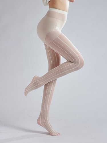 Image of Sahabowi Women Tights, Female Sheer High Waist Pantyhose, Vintage Control Top Stockings