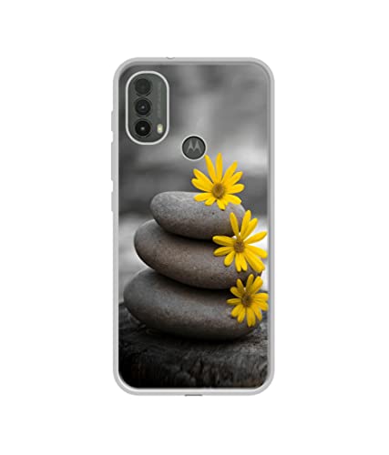 Image of Stones and Flower Designer Printed Silicon Soft TPU Back Case Cover for Motorola Moto E30 4G / E40 4G