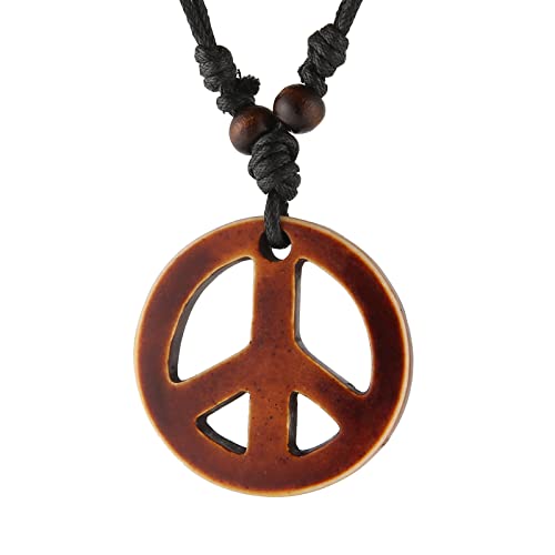 STWTR Men's and Women's Adjustable Peace Sign Pendant Necklace Pendant Hemp Rope Chain - Maori Tribal Necklace