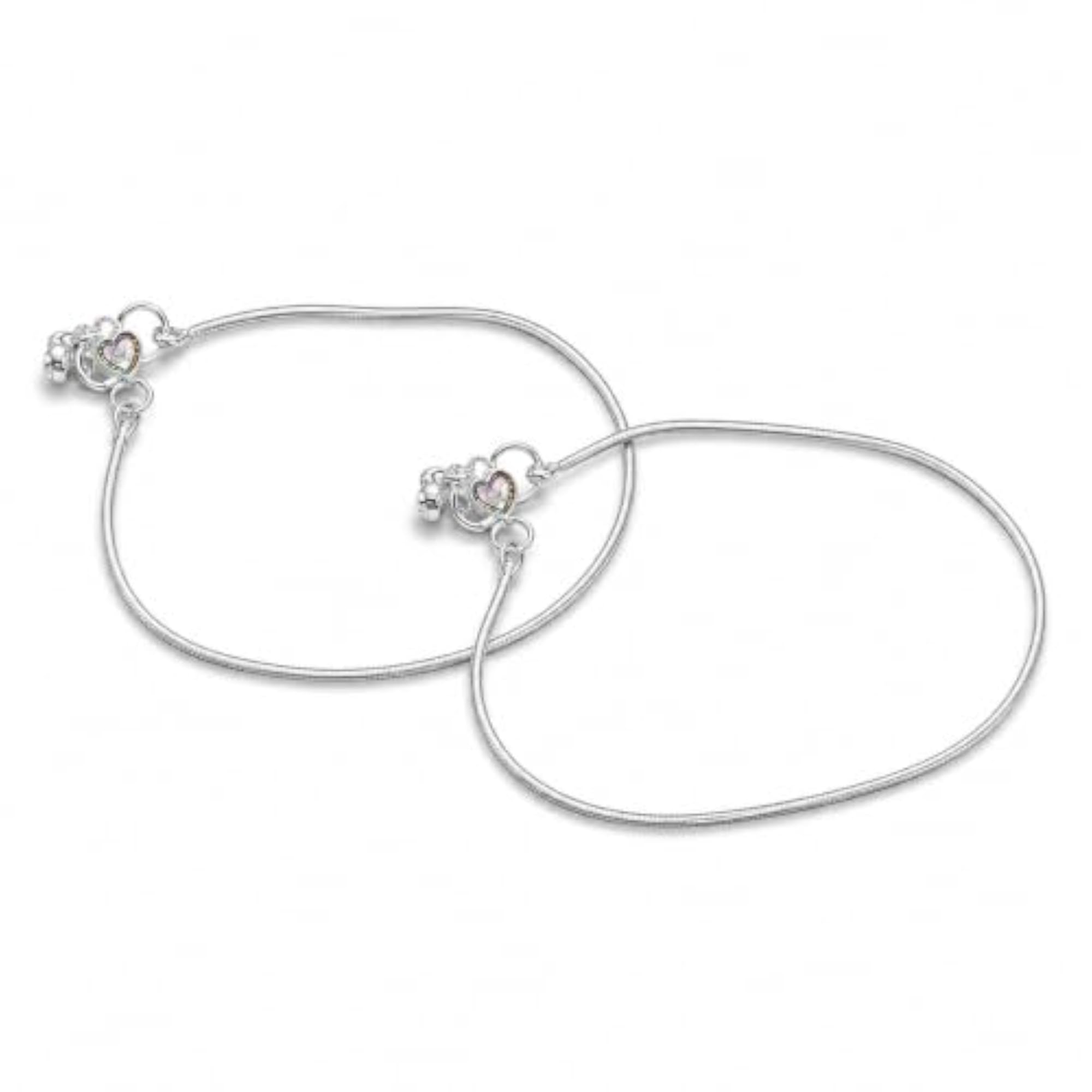 Delicate Heart Pendant Charm Silver Anklet for Women
