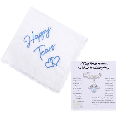 Image of MIXJOY Something Blue Gift for Bride, Wedding Day Bridal Blue Pearl Angel Wings Bouquet Garter Charm for Bride to Be