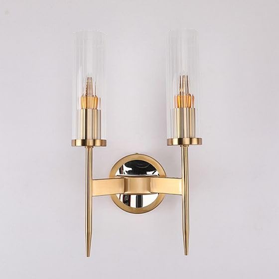 Image of Double Cylinder Wall Light | Clear Ribbed Glass Modern Minimalist Wall Lamp Fixture | Decorative Lighting for Living Room Bedroom Dining Cafe Bar Restaurant | Without Bulb