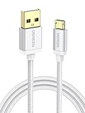 UGREEN Micro USB Cable Nylon Braided Fast Quick Charger Cable USB to Micro USB 2.0 Android Charging Cord for Samsung Galaxy S7 S6, Note, LG, Nexus, Nokia, PS4, Xbox One Controller (6ft, White)