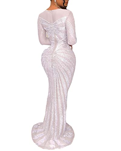 PORRCEY Sexy Elegant Rhinestone Dress for Women Mesh See Through Bodycon Birthday Cocktail Party Club Night Evening Gowns2